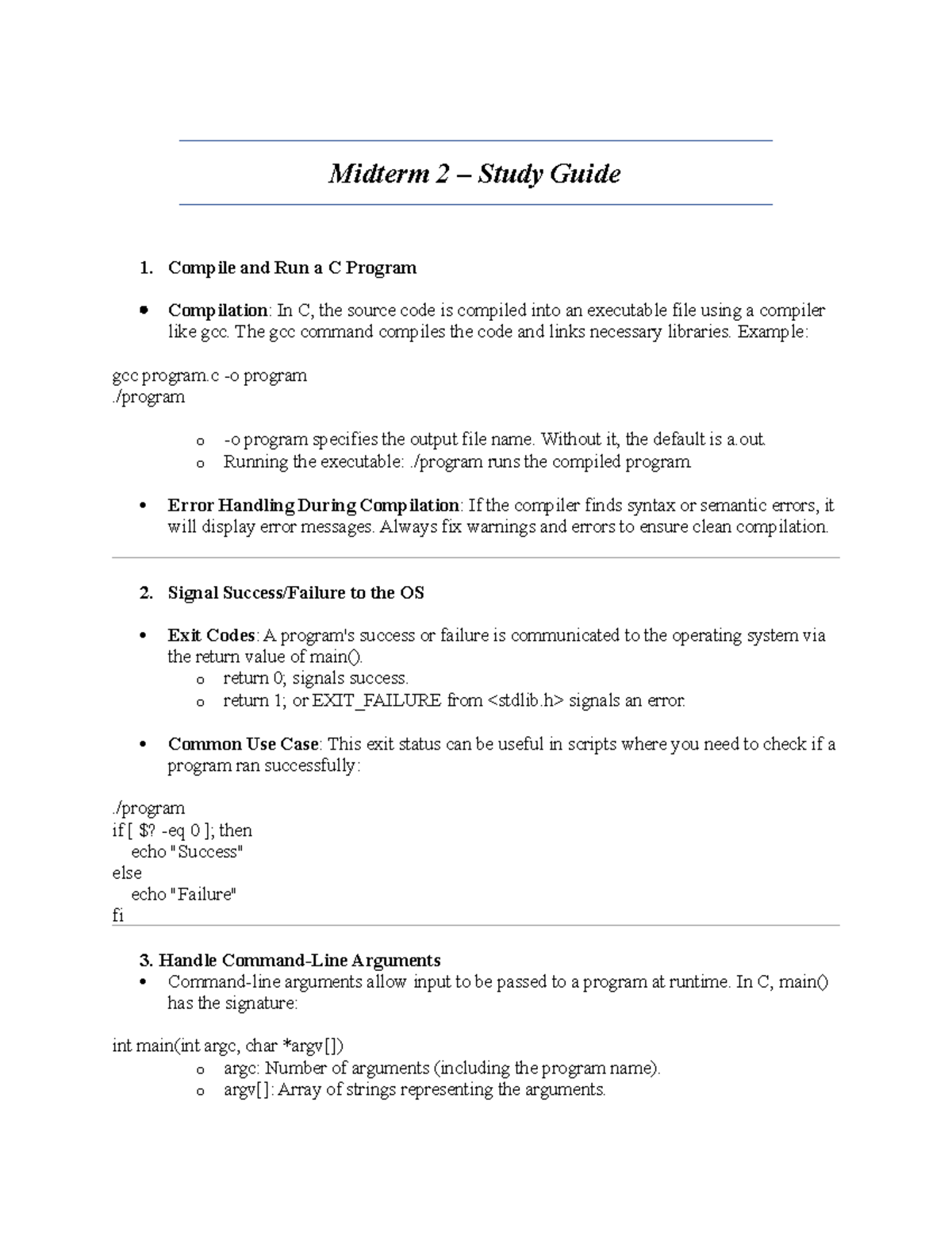 C Programming Midterm 2 Study Guide: Key Concepts & Practices - Studocu