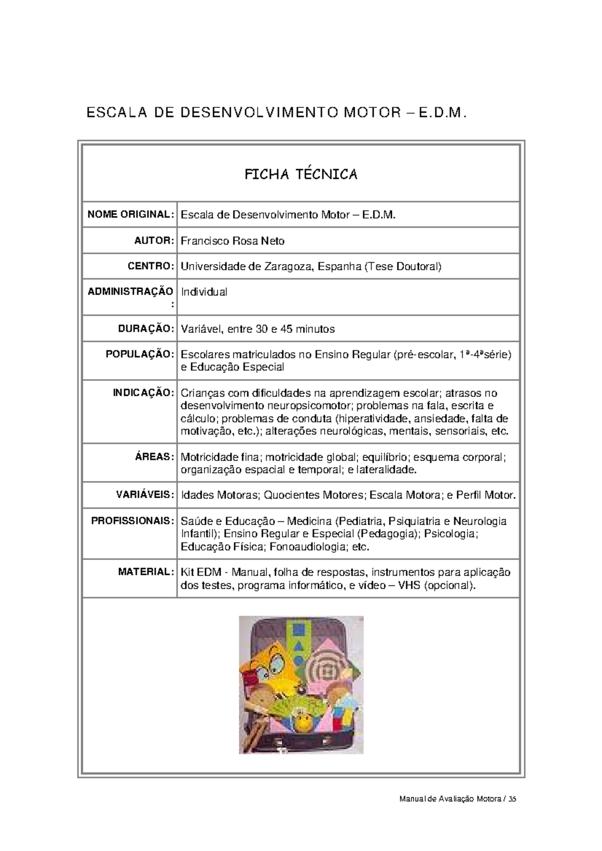 Apostila - Escala de Desenvolvimento Motor E.D.M. para Crianças - Studocu