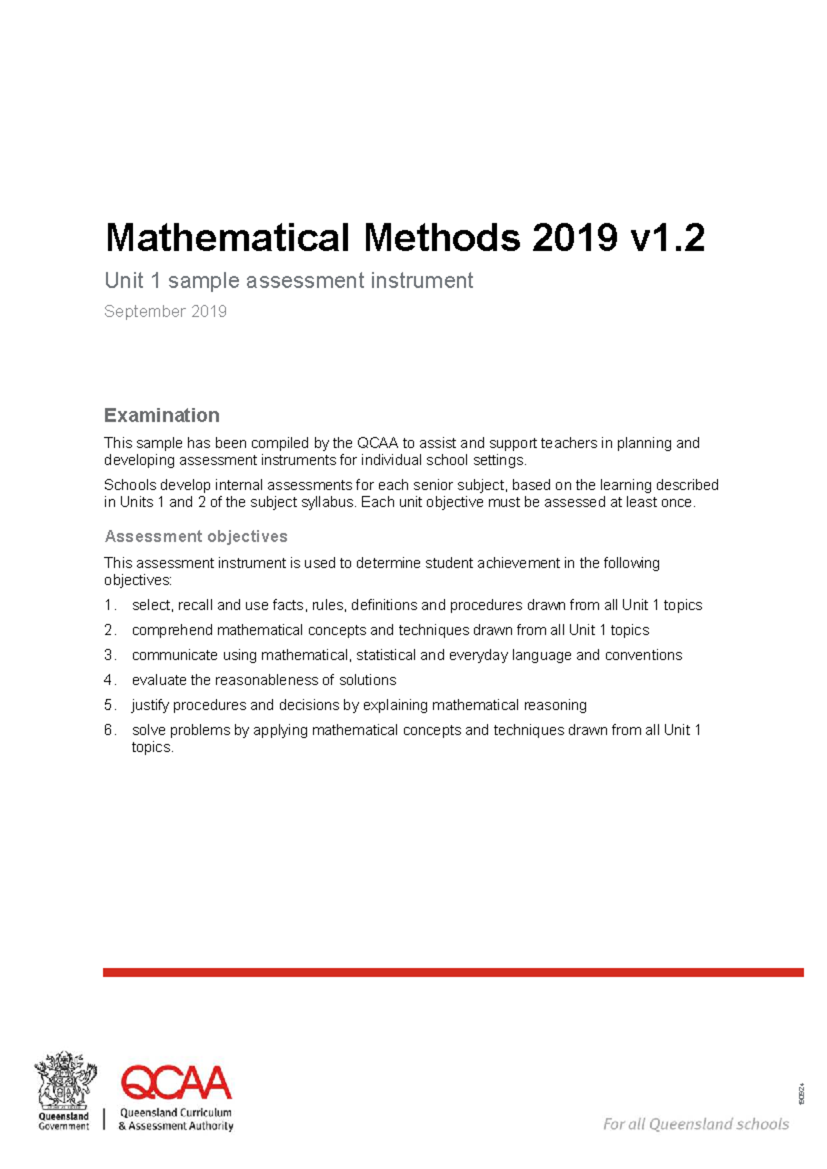 Mathematical Methods 2019 v1.2 Unit 1 Practice Test Assessment - Studocu