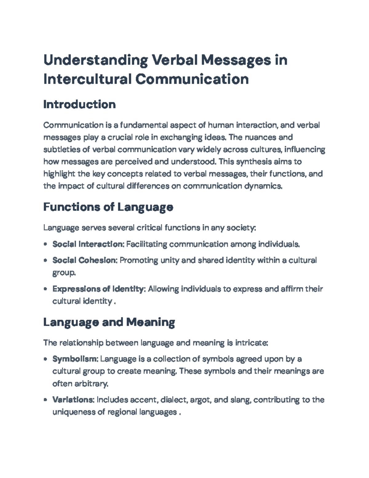 Intercultural Communication: Understanding Verbal Messages in Society ...