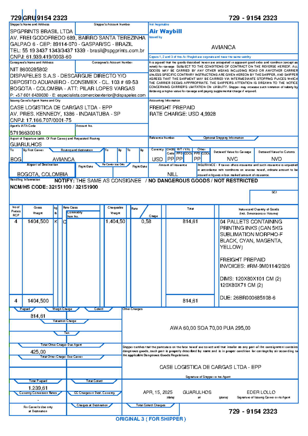 AWB 72991542323 - Air Waybill Details and Shipping Information - Studocu