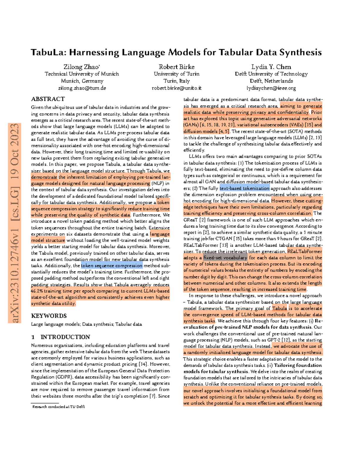 Tabula: A Novel Approach for Tabular Data Synthesis Using LLMs - Studocu