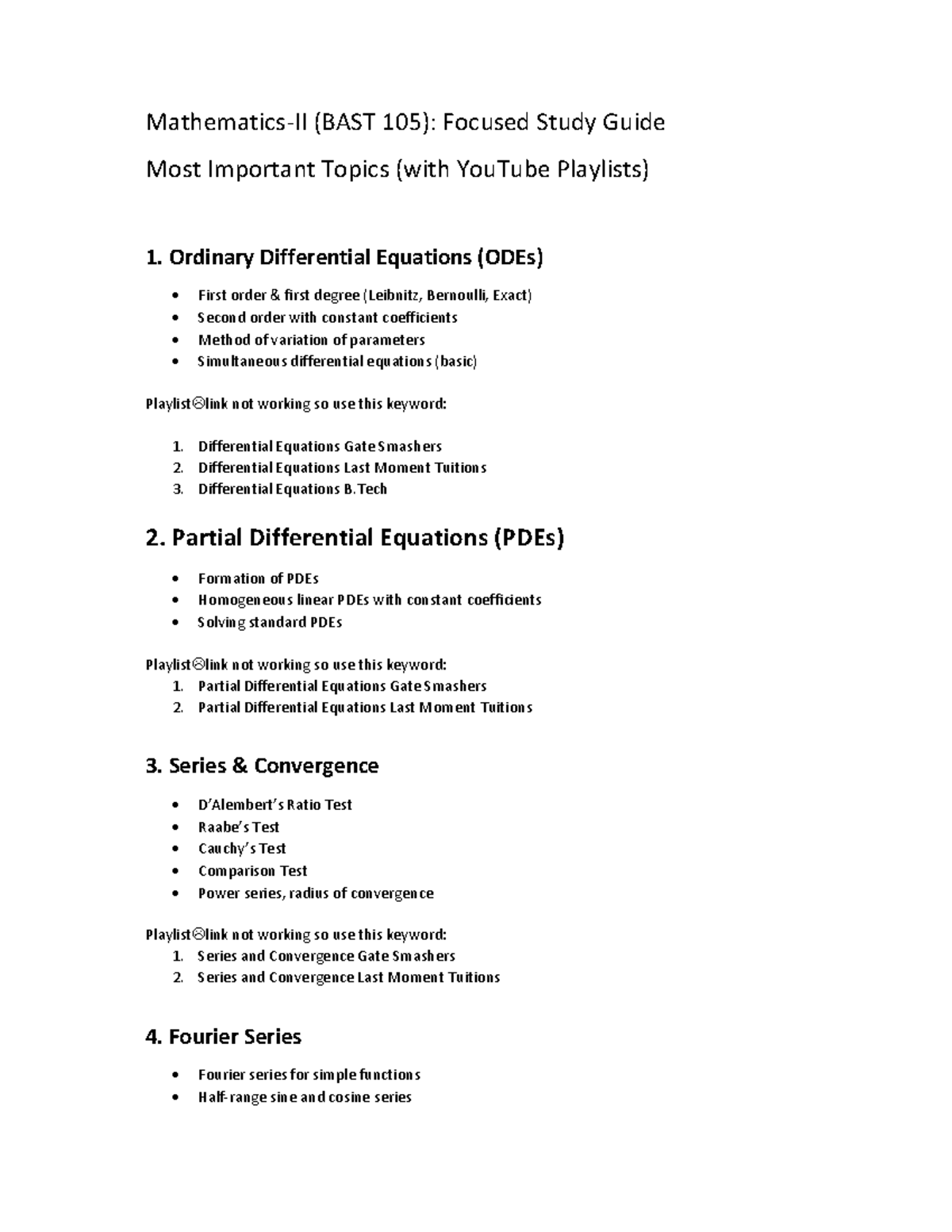 Maths 2 Exam Notes - Key Topics for BAST 105 Success - Studocu