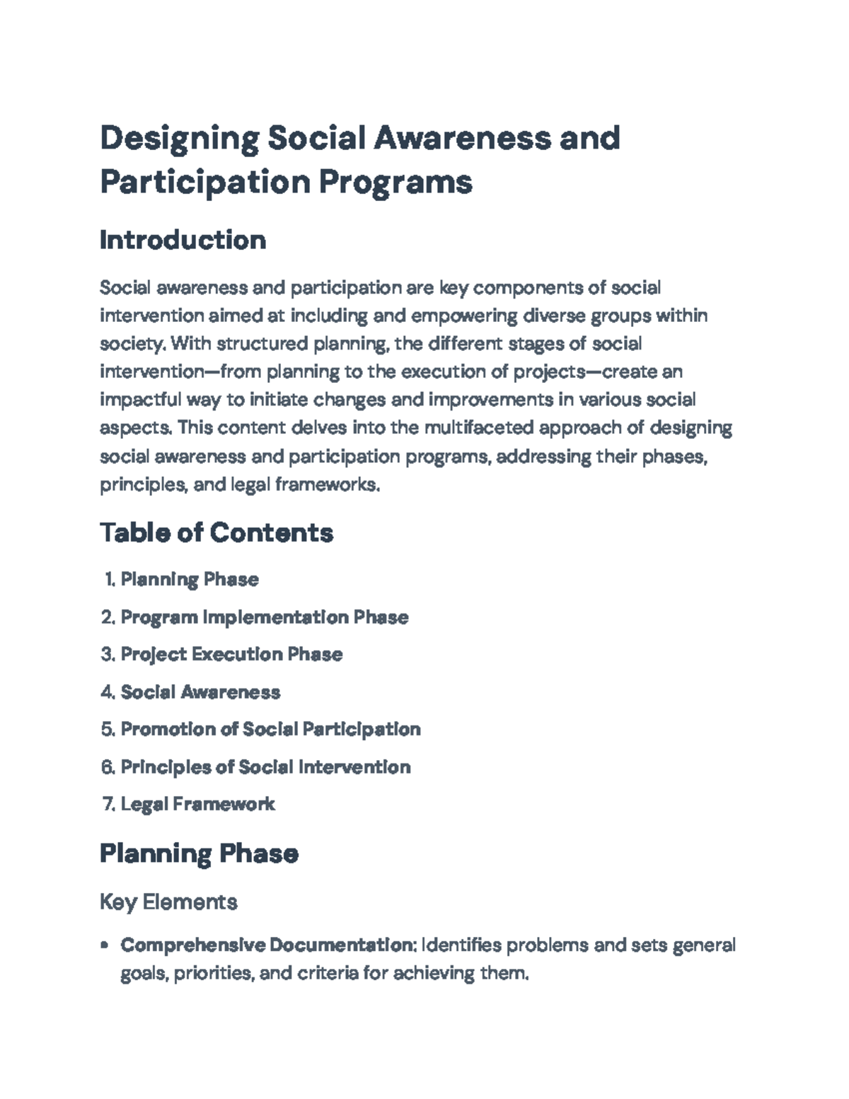 Designing Social Awareness & Participation Programs: Framework Overview ...