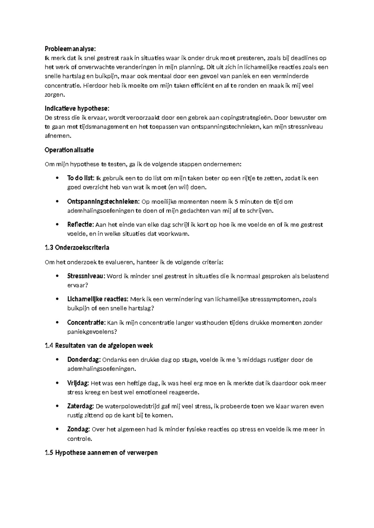 Weekopdracht 6: Probleemanalyse en Stressmanagement Strategieën ...