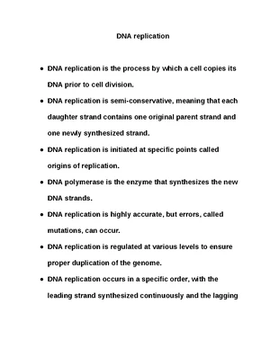 DNA Replication - Study Notes & Assignments - Studocu