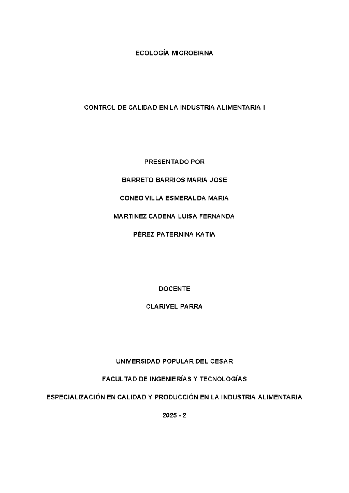Taller de Control de Calidad en la Industria Alimentaria - ECO 2025 ...