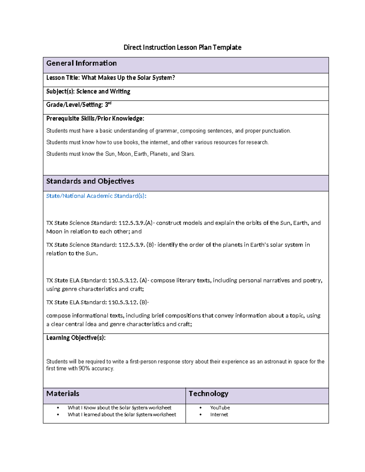 C732 task 2 - passed first time around. - Direct Instruction Lesson ...