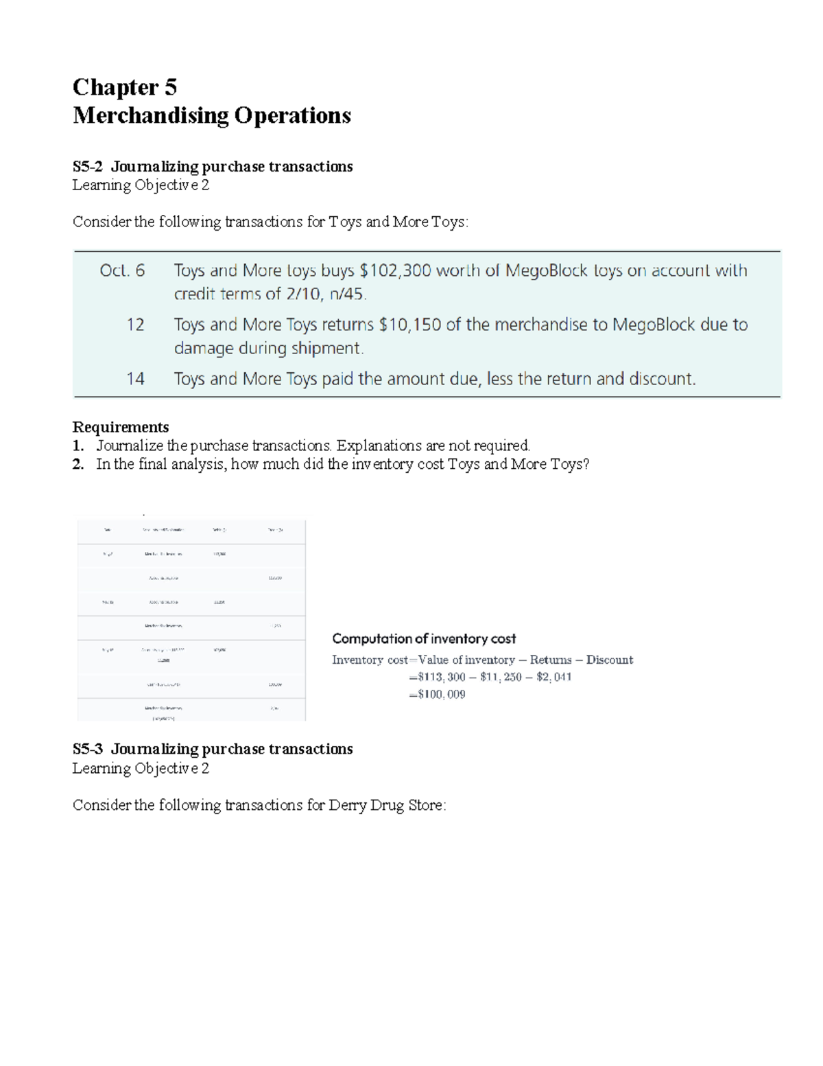 Tutorial 8 Qs - Chapter 5 Merchandising Operations S5-2 Journalizing ...