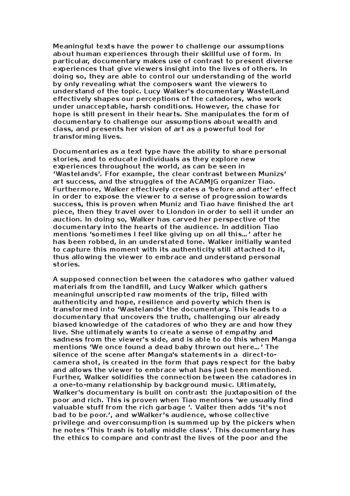 Wasteland Eassy - Meaningful texts have the power to challenge our ...
