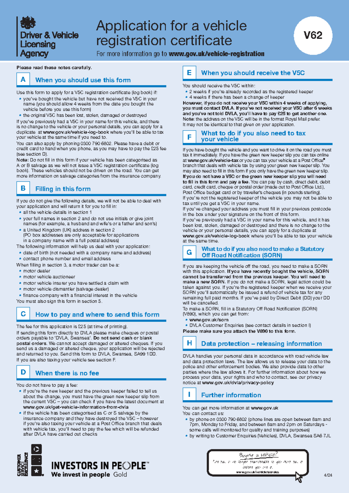 V62 - Application for Vehicle Registration Certificate Guide - Studocu