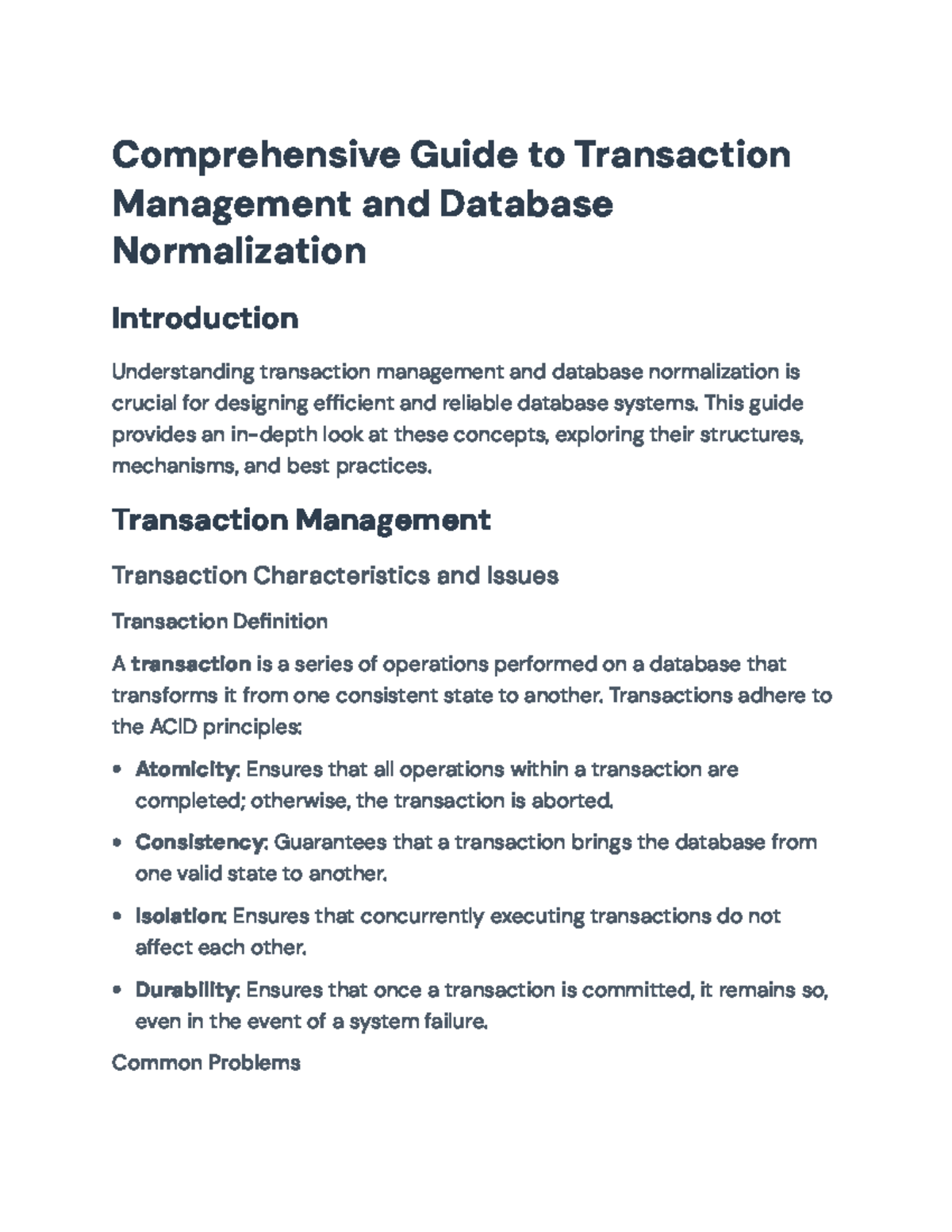Comprehensive Guide to Transaction Management & Database Normalization ...