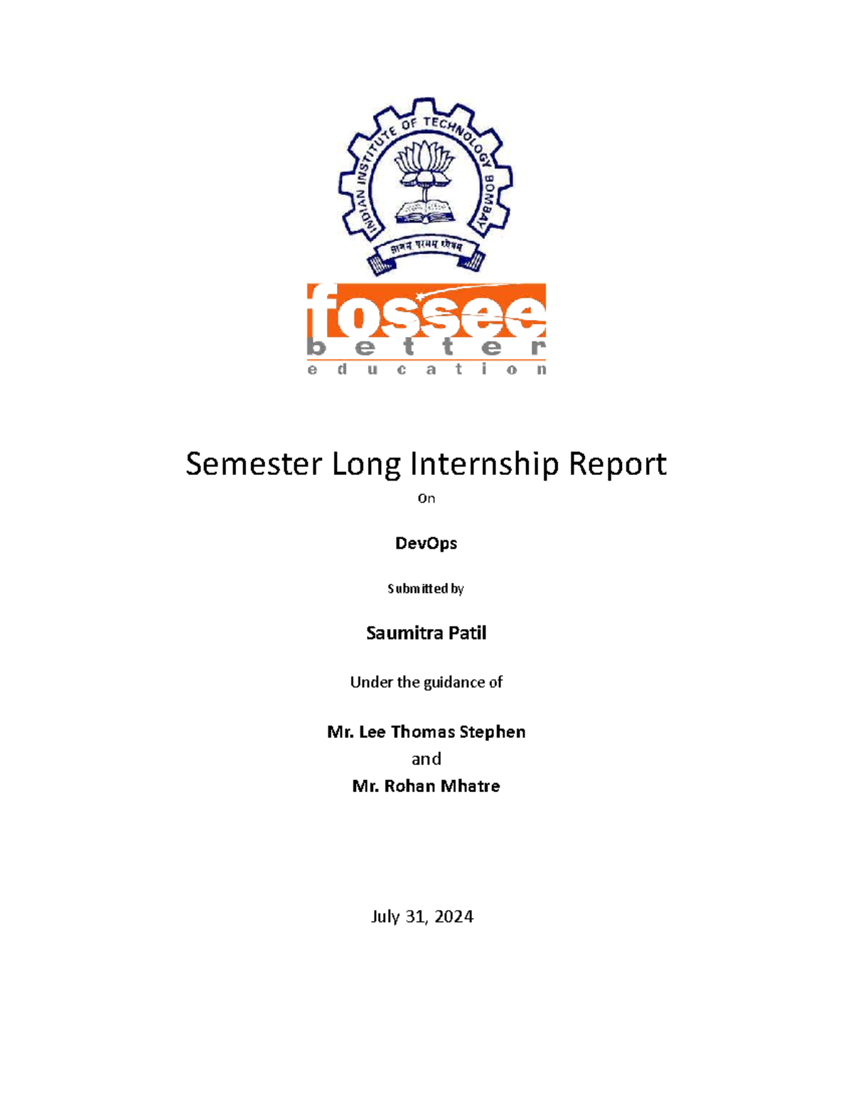 Semester Long Internship Report - Semester Long Internship Report On ...