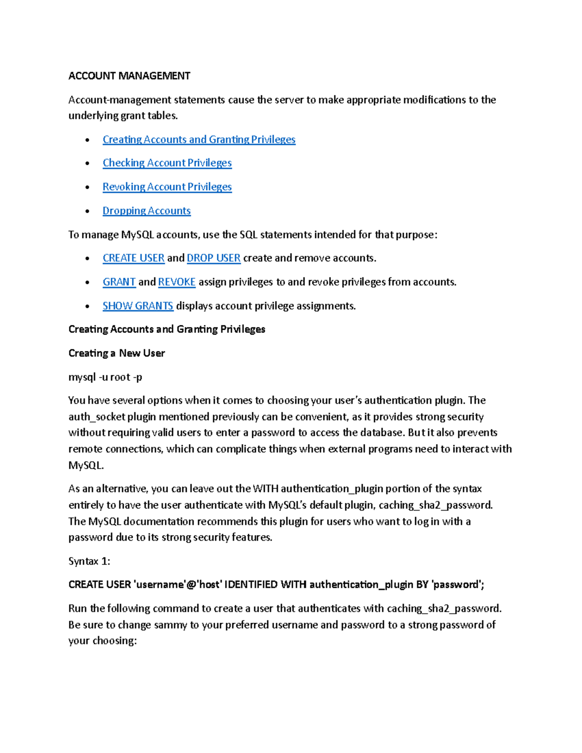 ACCOUNT MANAGEMENT: SQL Notes on User Privileges and Access Control ...