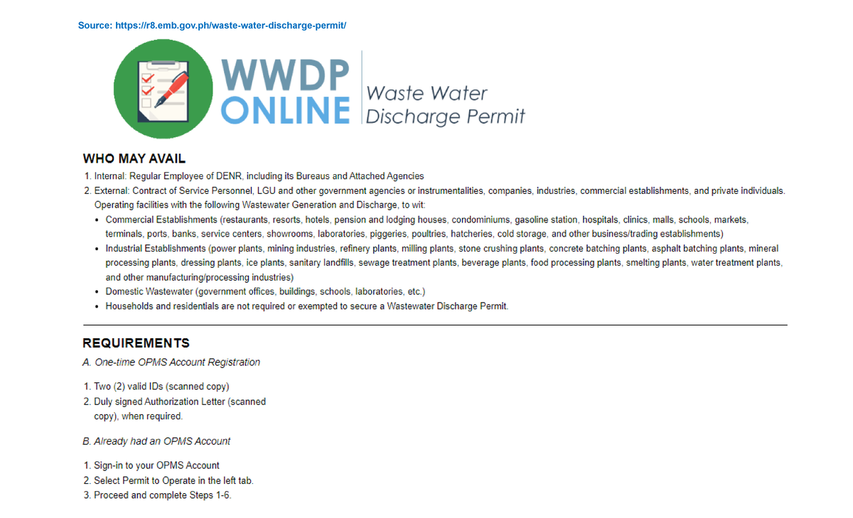 DP Requirements New Application - Source: WWDP Waste Water ONLINE ...