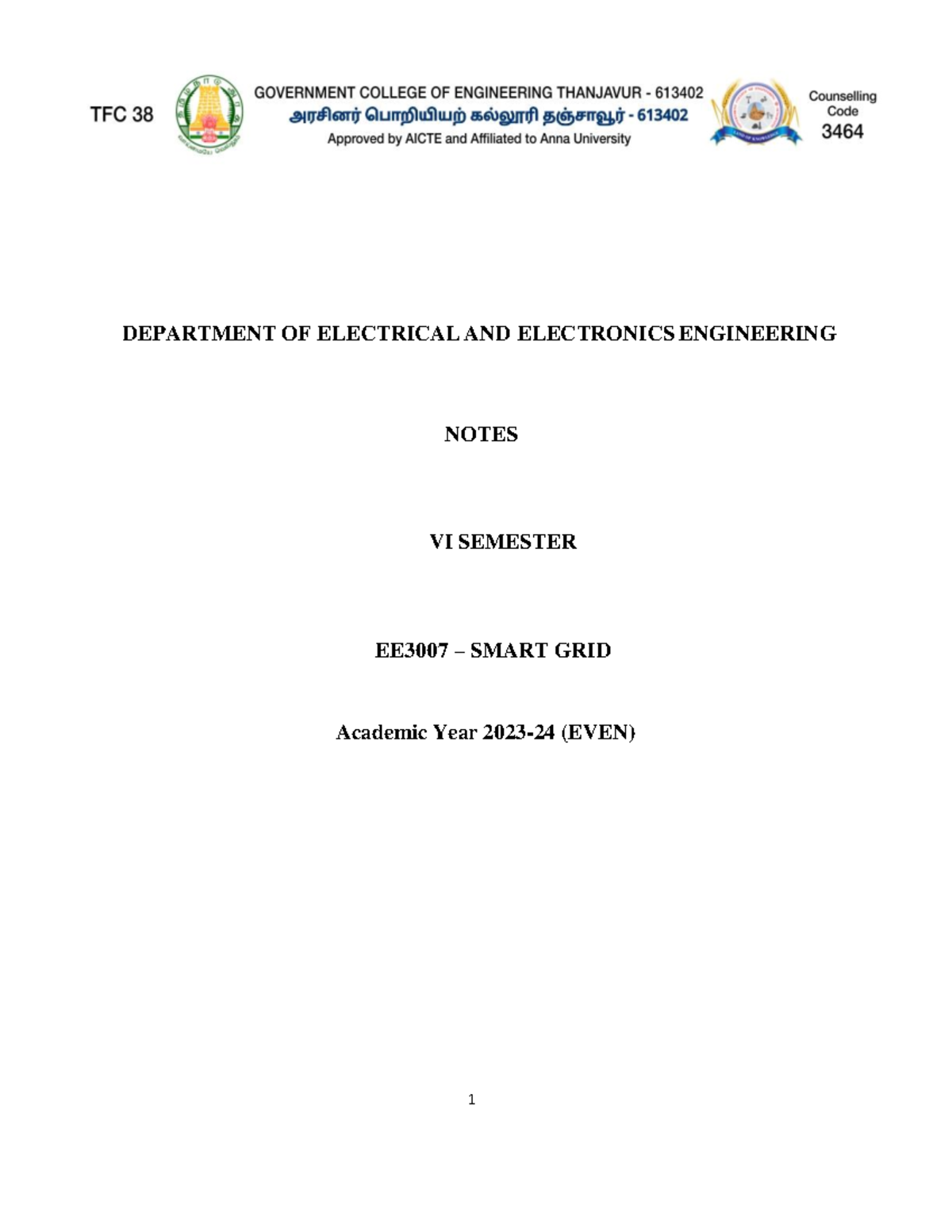EE3007 - Smart Grid Notes: Evolution, Concepts, and Challenges in ...