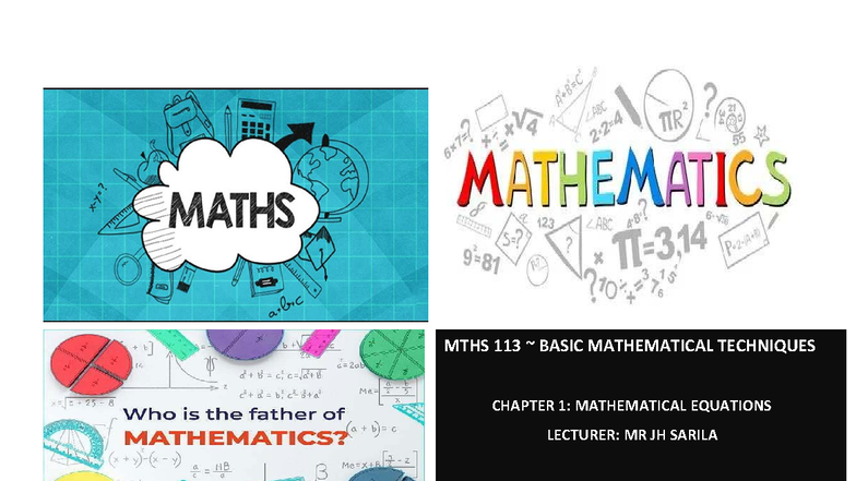 MTHS113 Chapter 1: Linear & Quadratic Equations Overview - Studocu