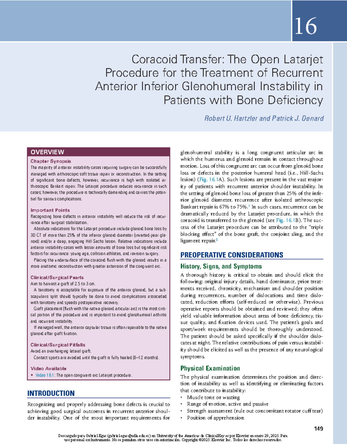 3-s2 - TRAUMATOLOGIA - 149 Coracoid Transfer: The Open Latarjet ...
