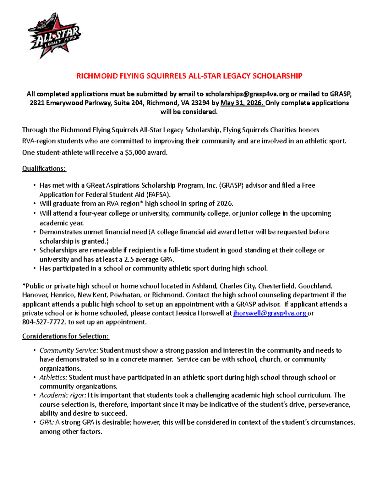 RFS 2026 Legacy Scholarship Application Guidelines and Requirements ...