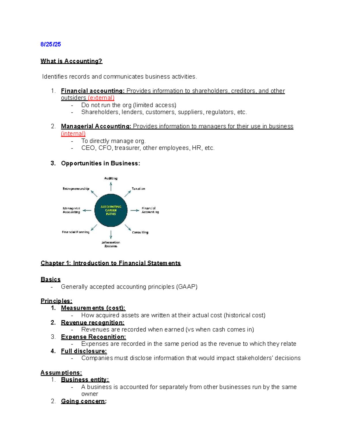Accounting 1030 Lecture Notes: Overview of Financial Statements - Studocu