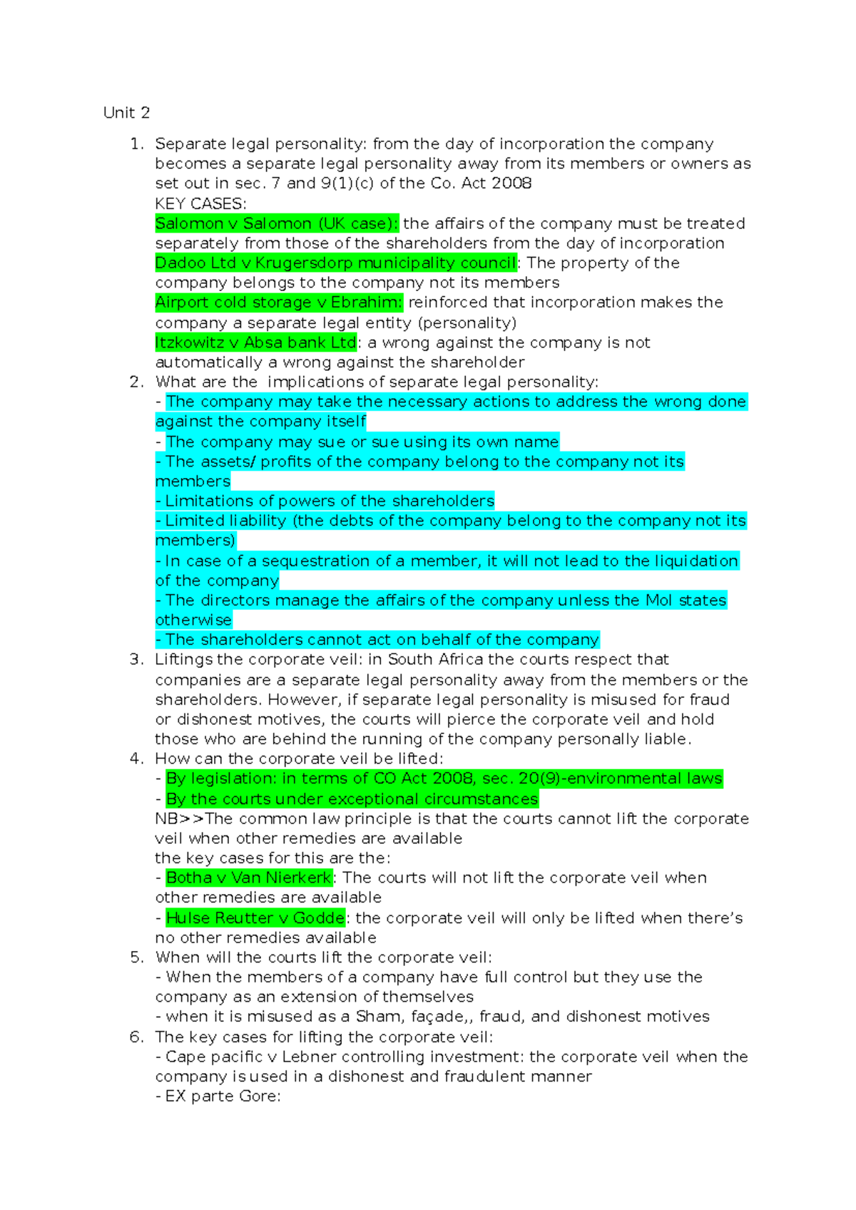 Companies Exam Notes - Business Entities Study Guide - Studocu