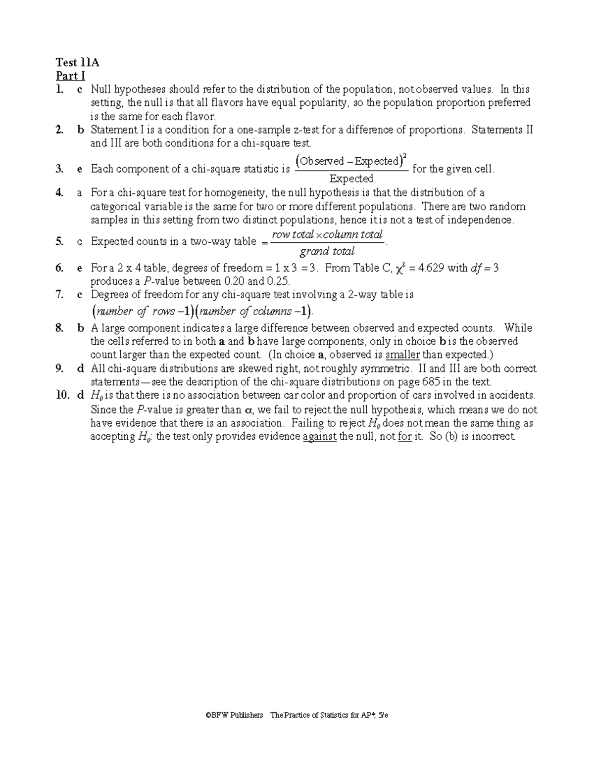 CH 11 ANS - Chi-Square Test Practice and Solutions - Studocu