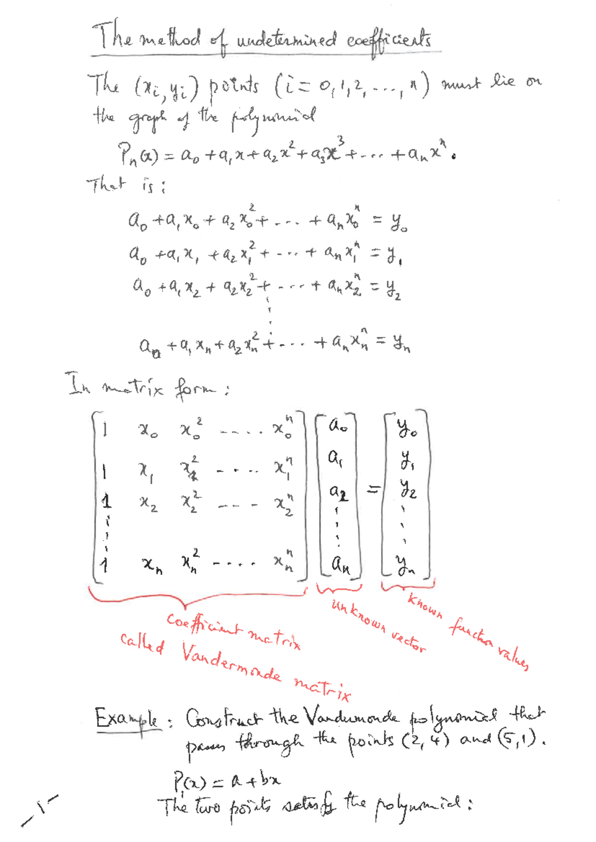 MAT212 Final Exam Notes: Vandermonde & Newton Interpolation - Studocu