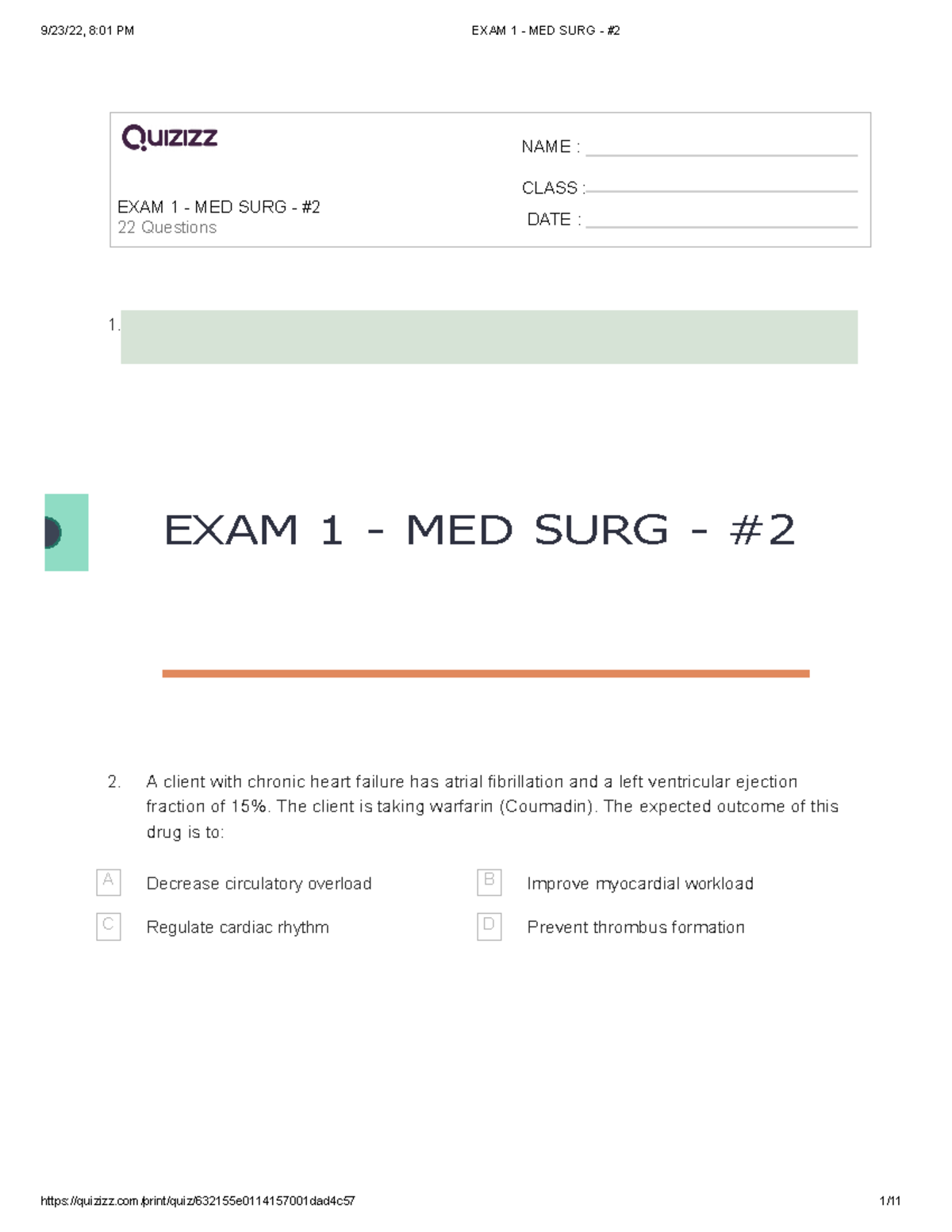 Exam 1 - Med Surg II - NCLEX Style Questions & Rationale Guide - Studocu