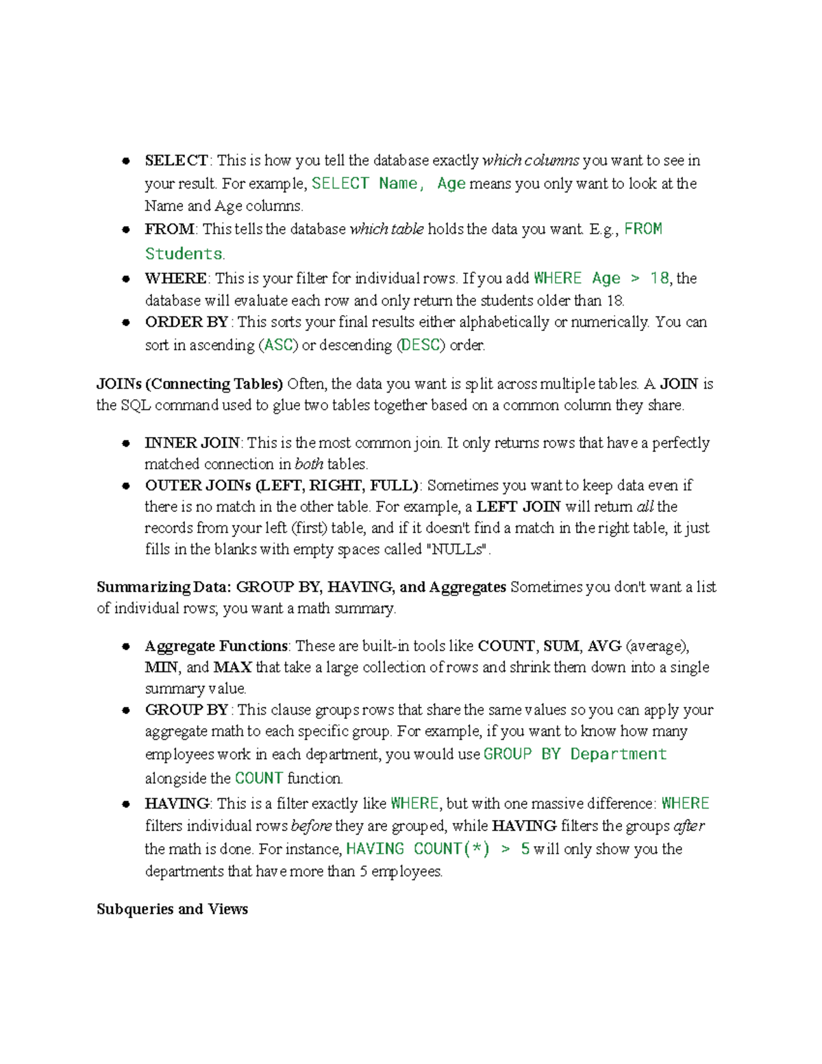 ITM500: SQL Basics and Database Design Concepts Notes - Studocu