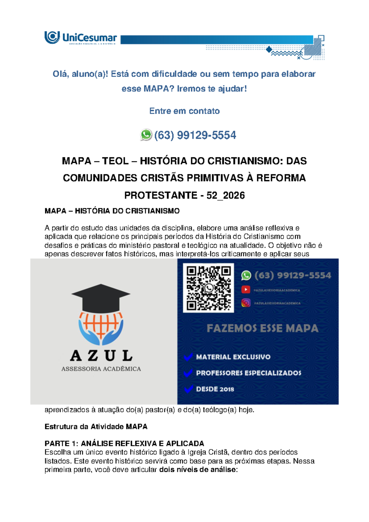 MAPA TEOL HISTÓRIA DO CRISTIANISMO: ANÁLISE REFLEXIVA E APLICADA - Studocu