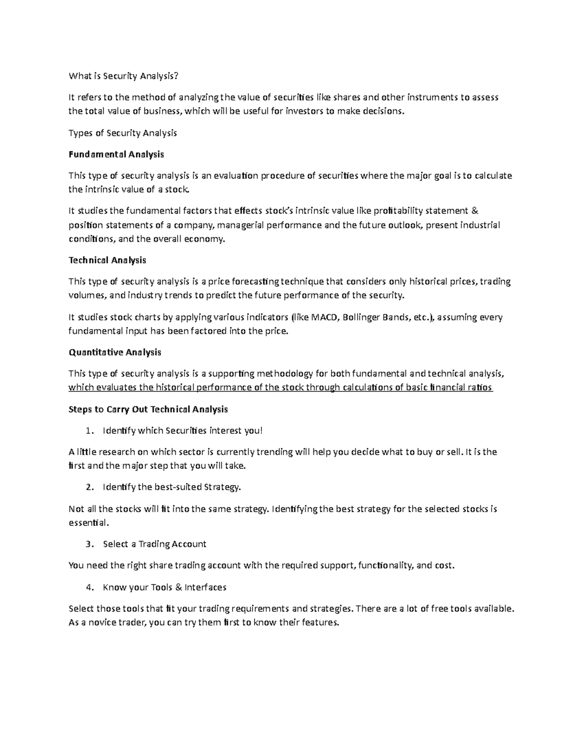 Security Analysis & Valuation: Types & Steps to Conduct Analysis - Studocu
