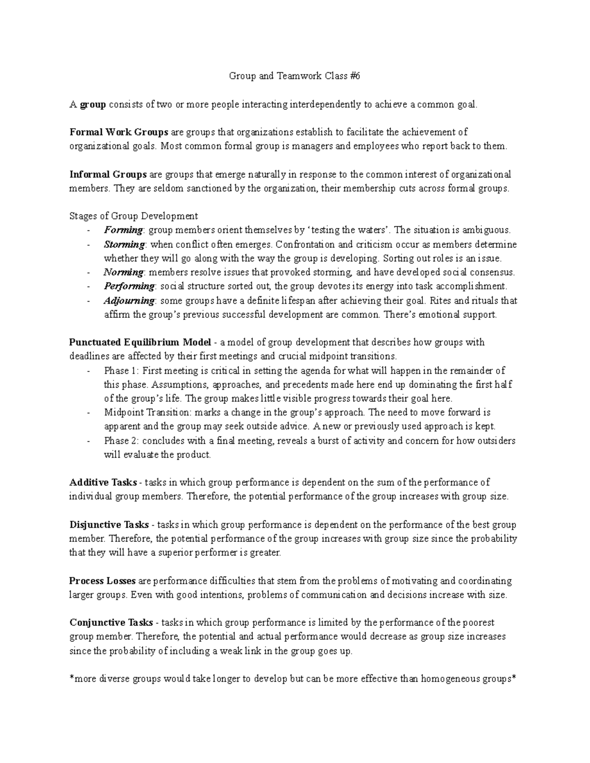 Group and Teamwork Class #6: Understanding Group Dynamics and ...
