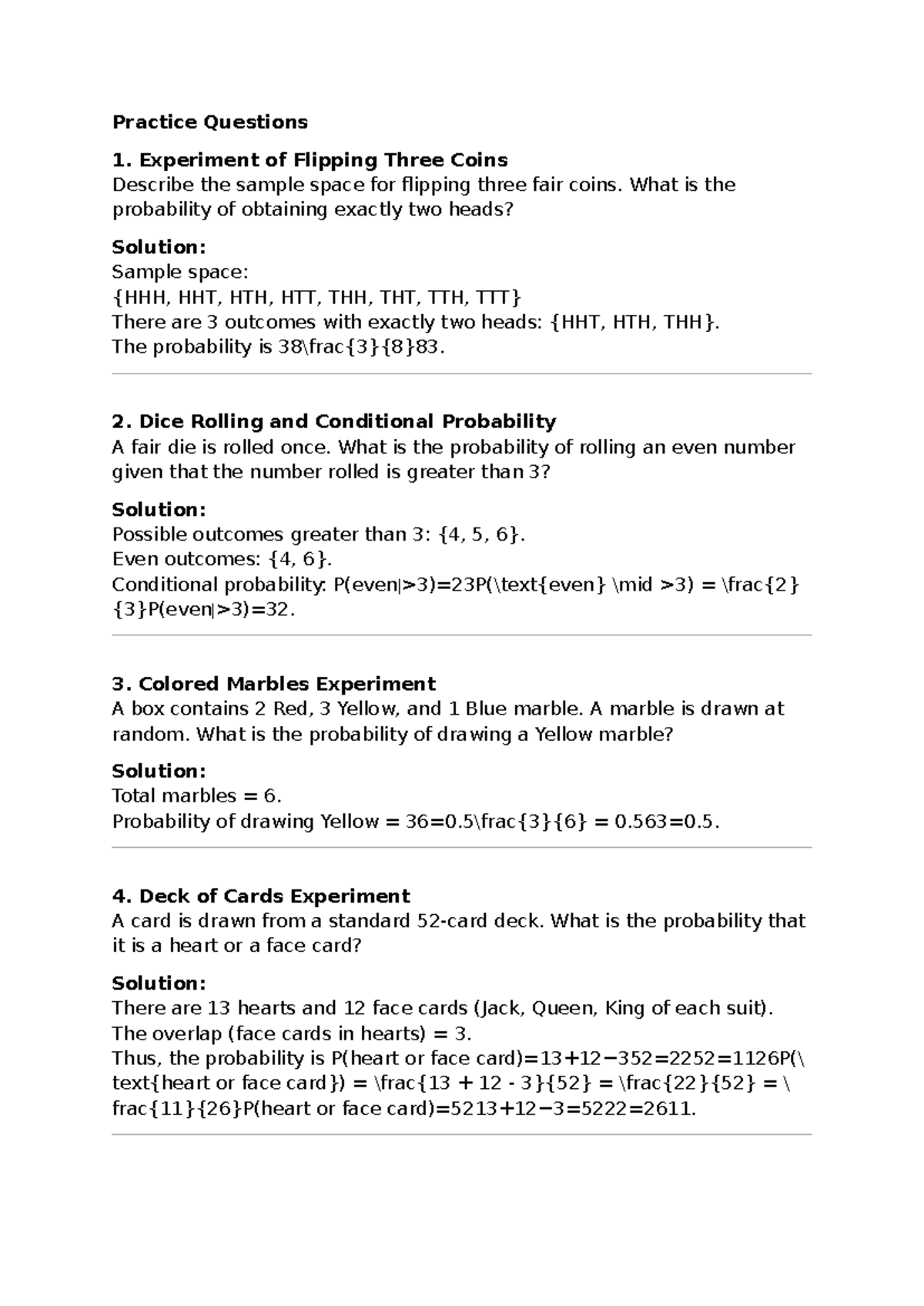 MOCK Q&A 1 - Practice Questions on Probability and Experiments - Studocu