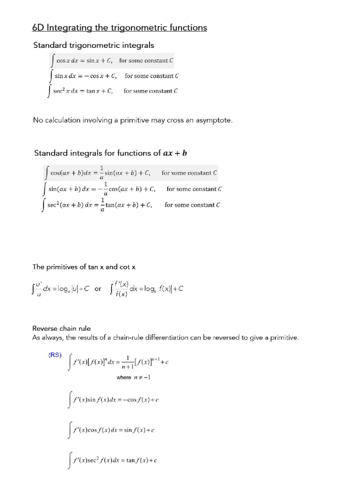 6D Trigonometric Integrals and Primitives: Key Concepts and Examples ...