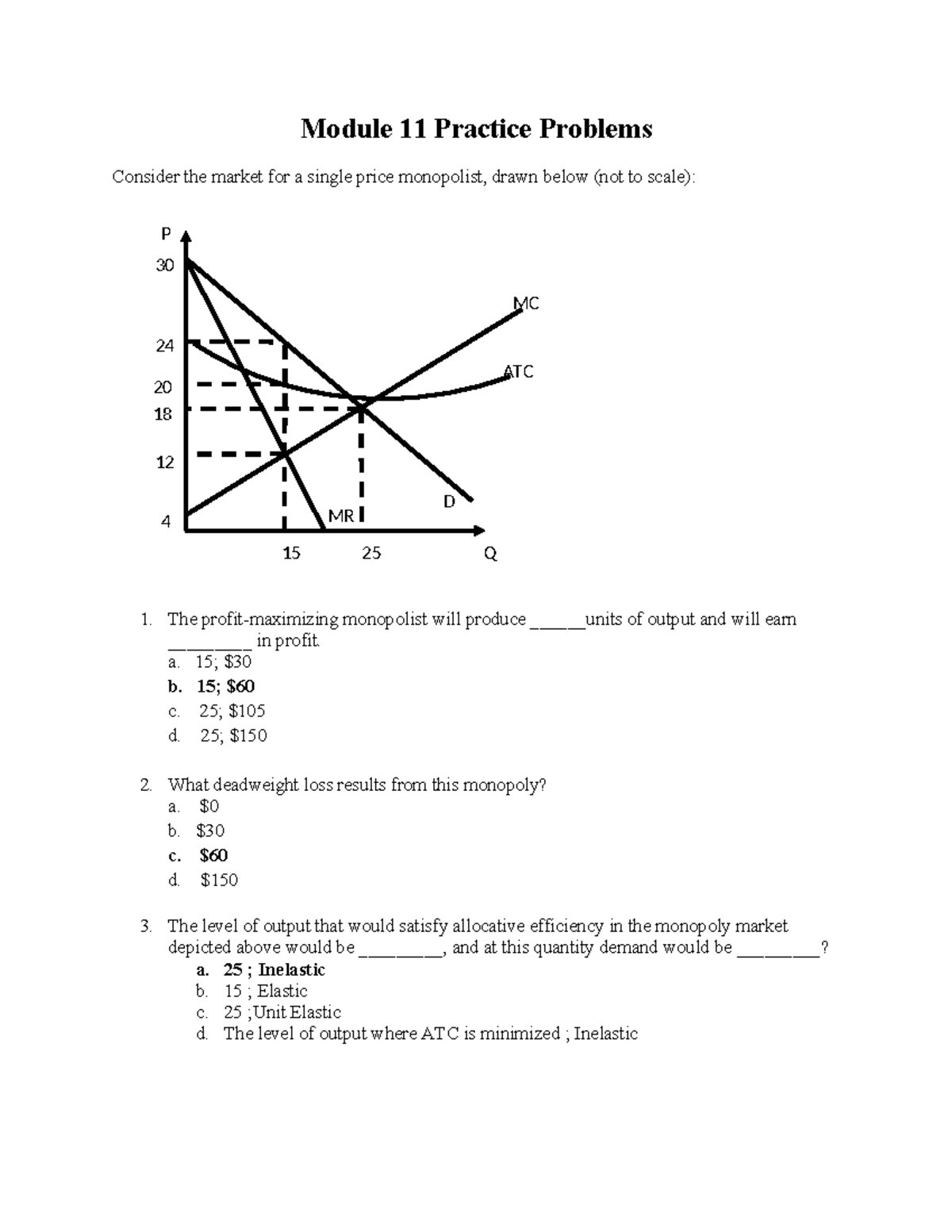 Module 11 Practice Problems Answers: Monopoly Analysis - Studocu