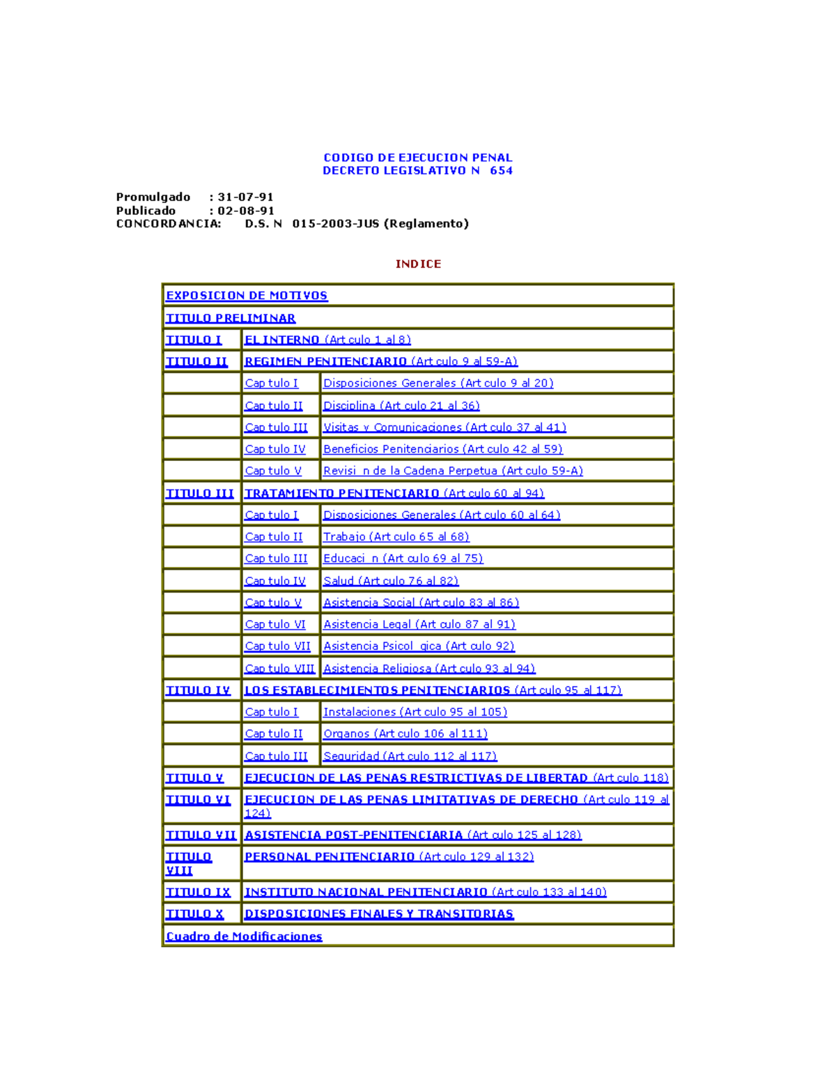 Código de Ejecución Penal - Decreto Legislativo Nº 654: Análisis y ...