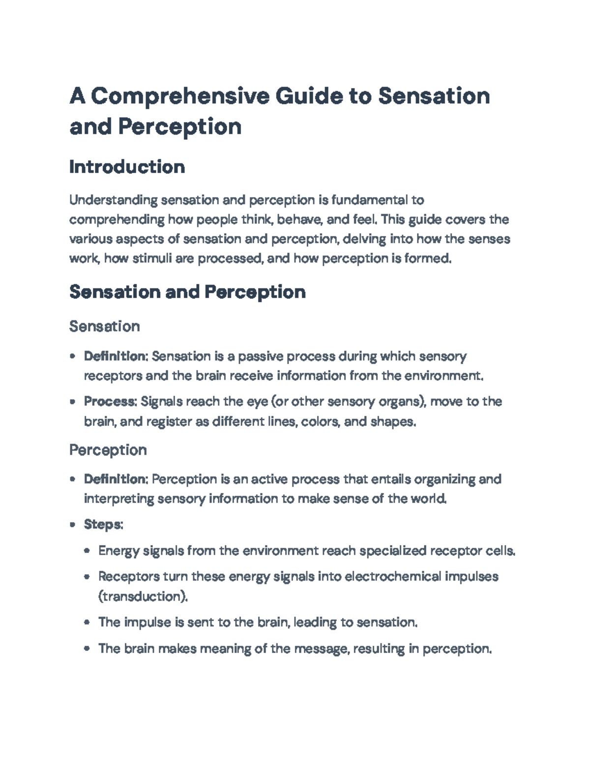 Sensation and Perception Overview: A Guide to Human Senses and ...