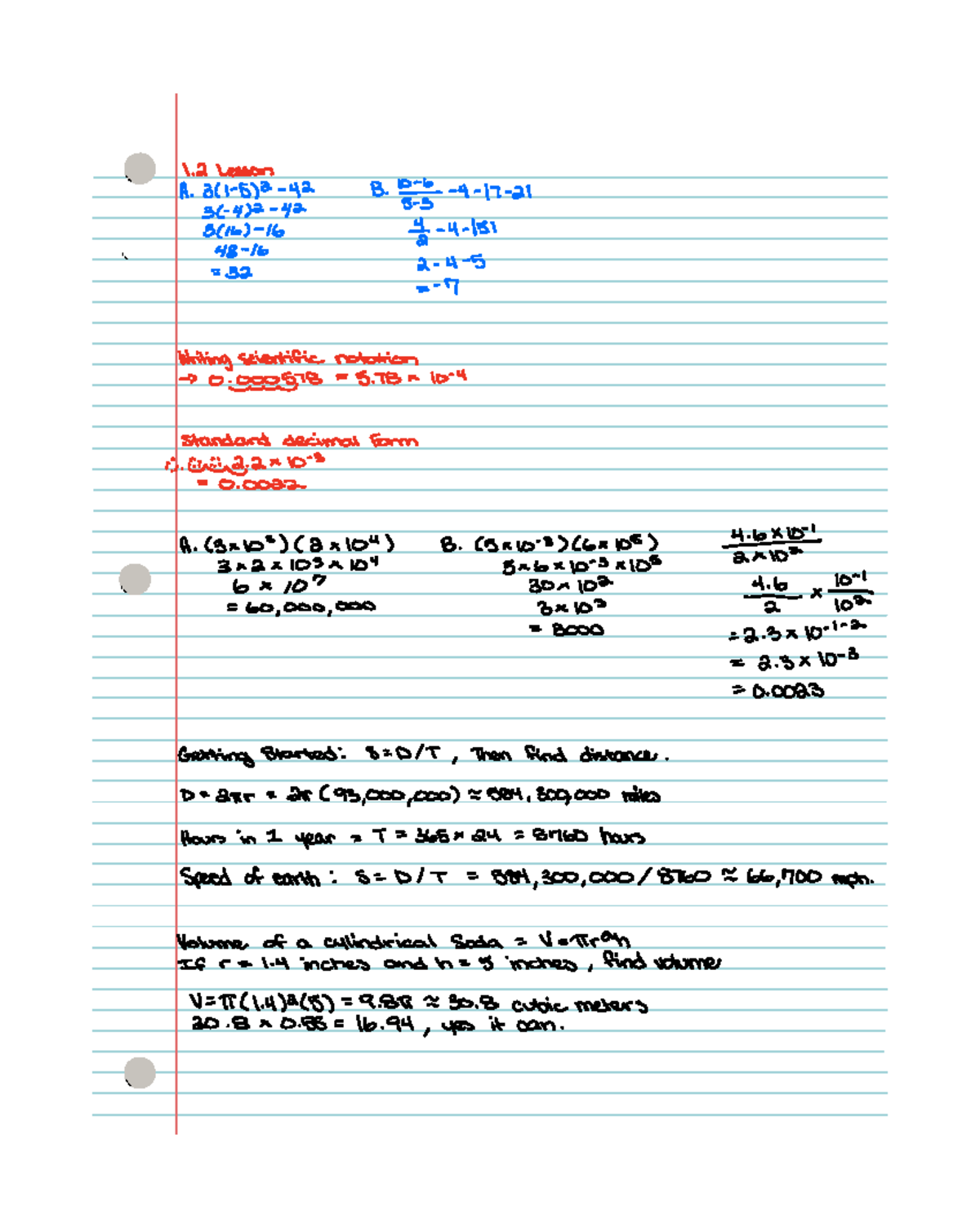 Math 1.2 Lesson: Scientific Notation and Data Analysis - Studocu