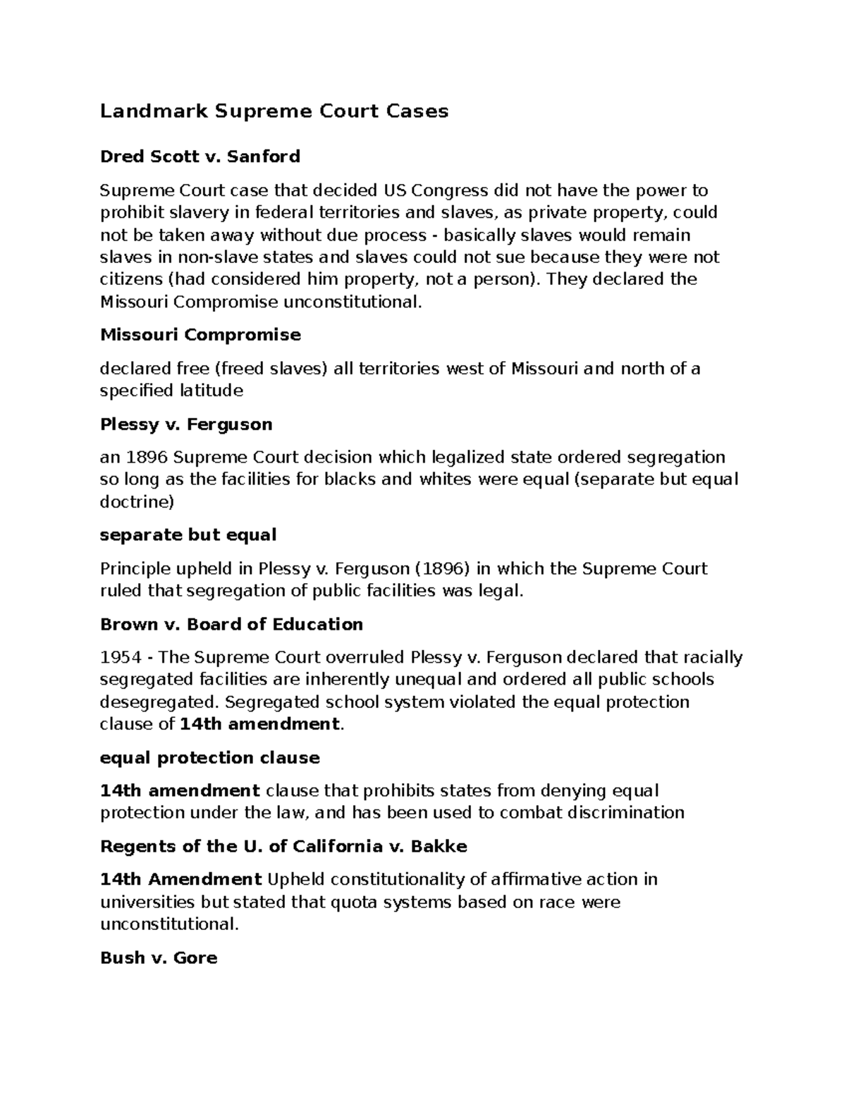 Fcle Landmark Supreme Court Cases Overview And Key Implications Studocu