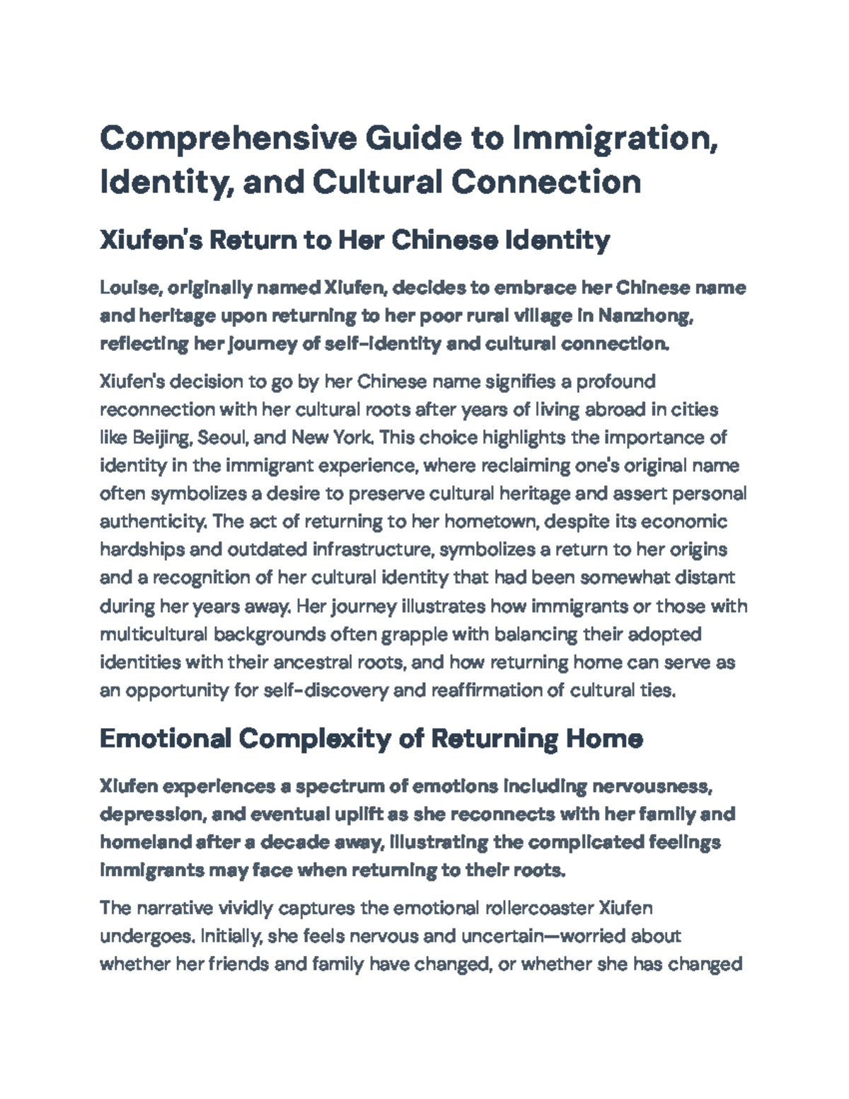 Comprehensive Overview of Immigration & Cultural Identity (Course Code ...