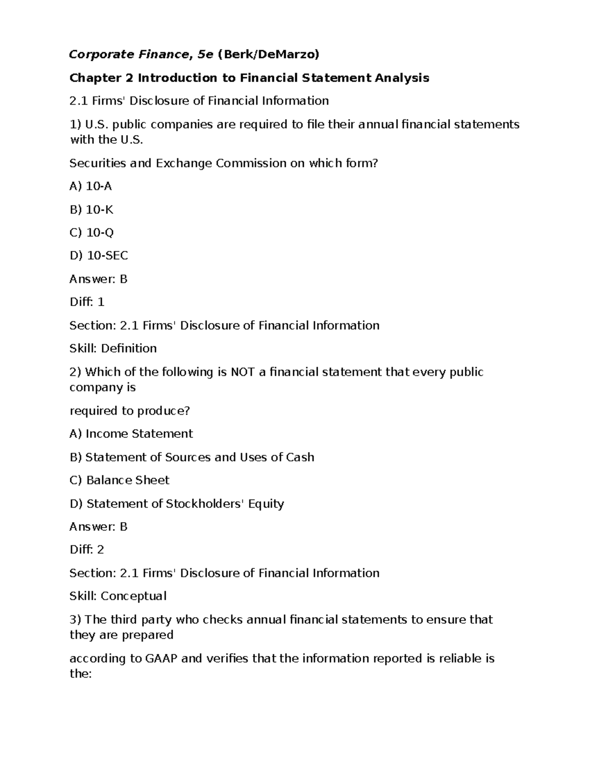 Corporate Finance, 5e: Ch 2 - Intro to Financial Statement Analysis ...