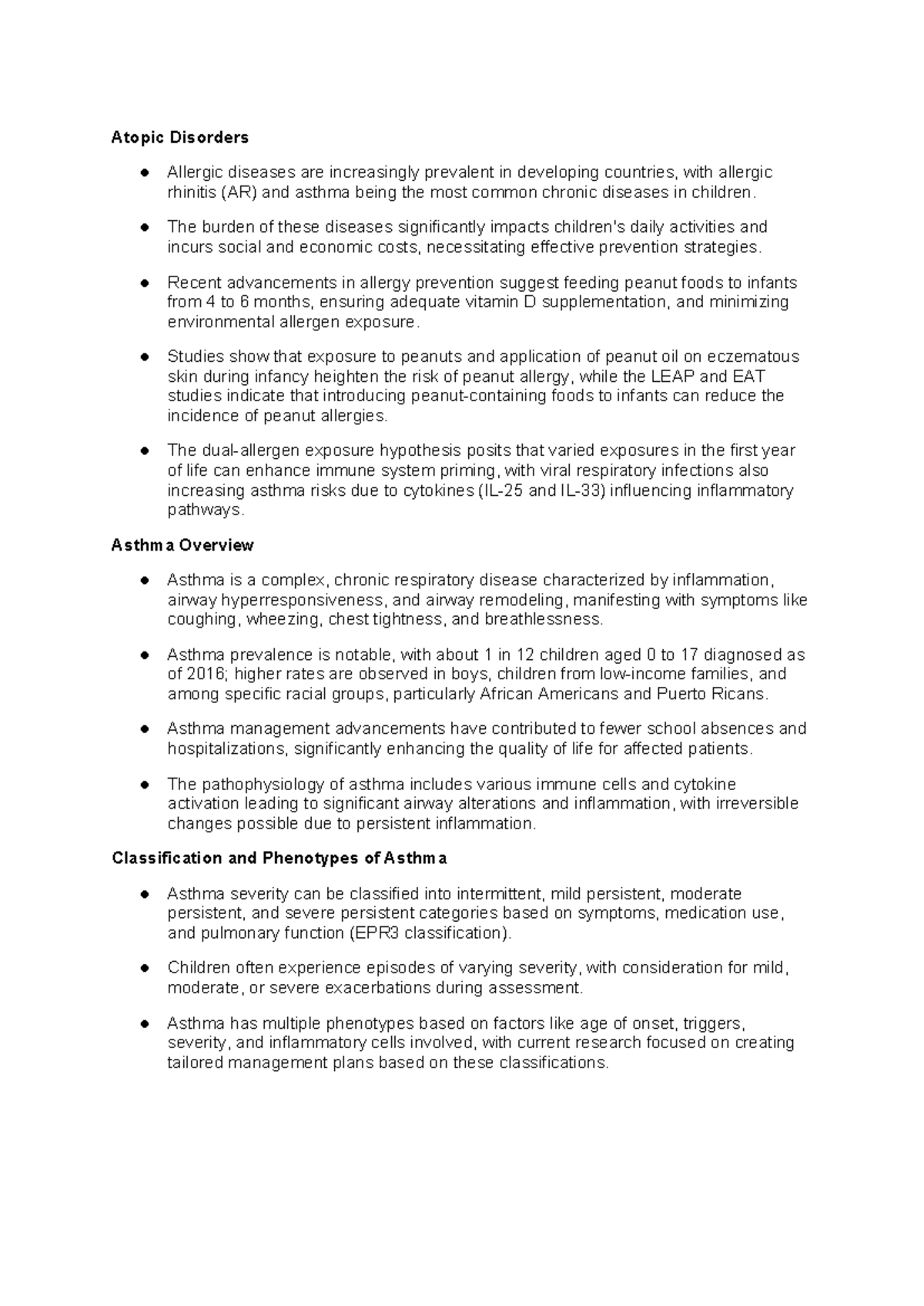 Atopic disorders - chapter notes - Atopic Disorders Allergic diseases ...