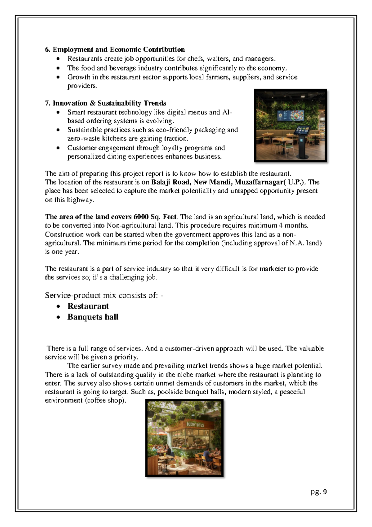 MINI 1 - Project Report on Restaurant Establishment and Market Analysis ...