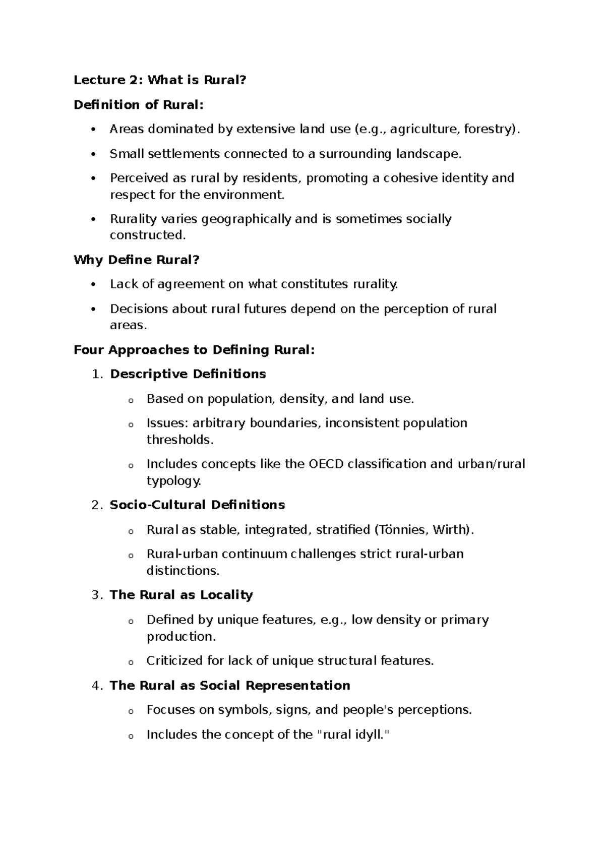 Unit 1 rural - ............................ - Lecture 2: What is Rural ...