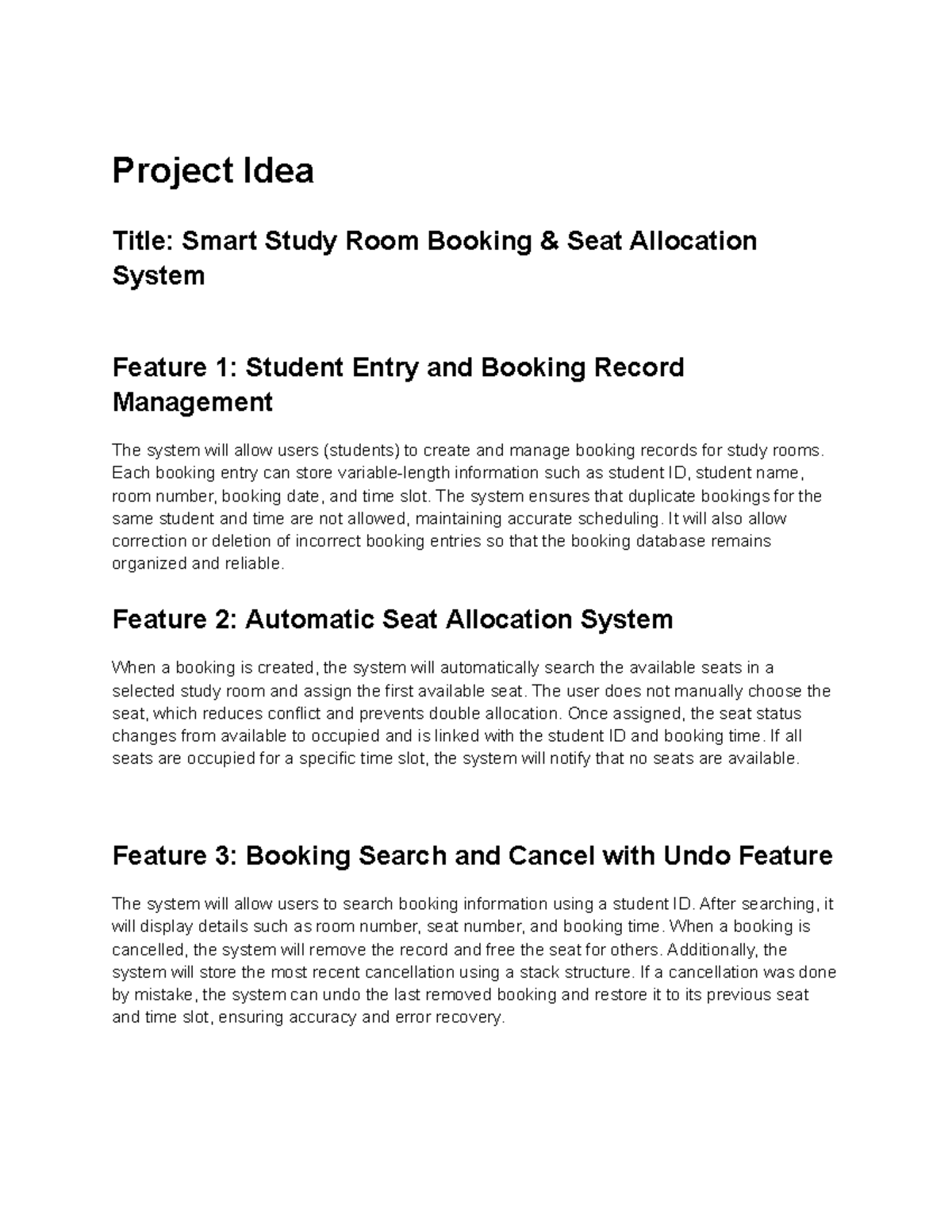 Smart Study Room Booking System: Project Idea Overview - Studocu