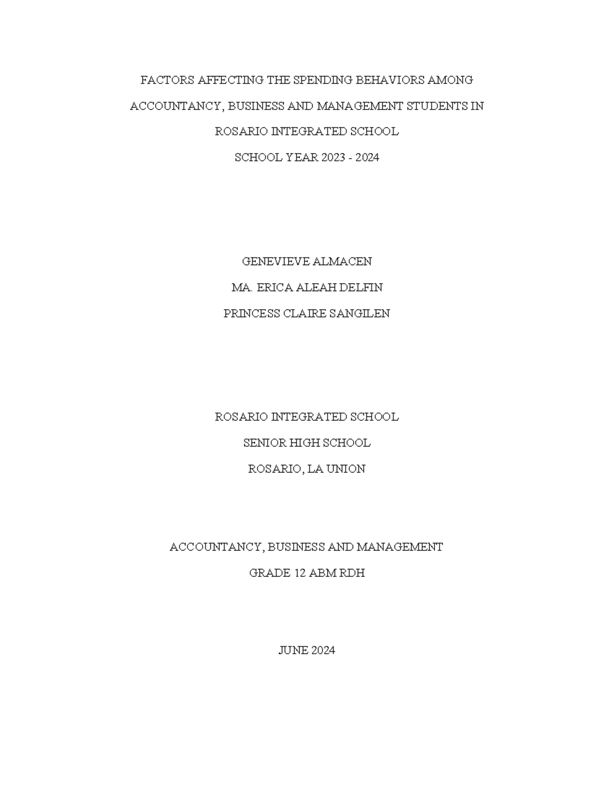 RRL - Factors Influencing Spending Behavior of Grade 12 ABM Students ...