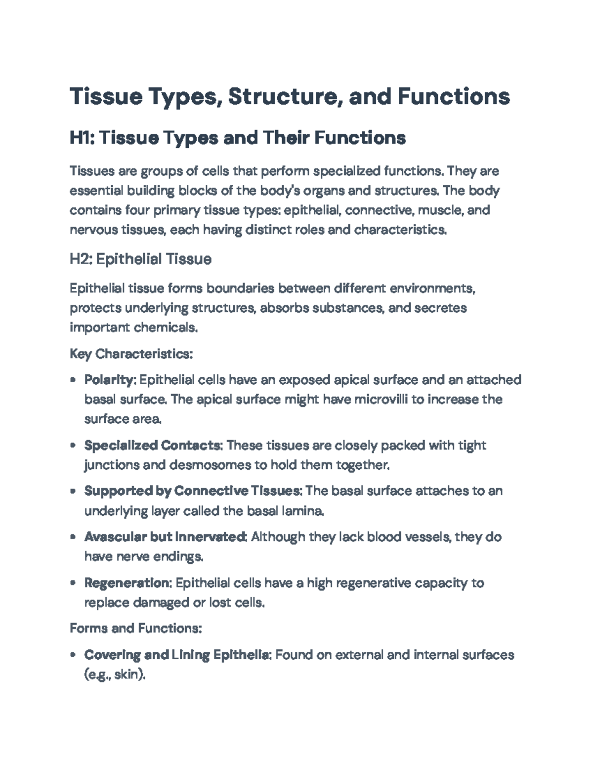Tissue Types and Their Functions: A Comprehensive Overview - Tissue ...