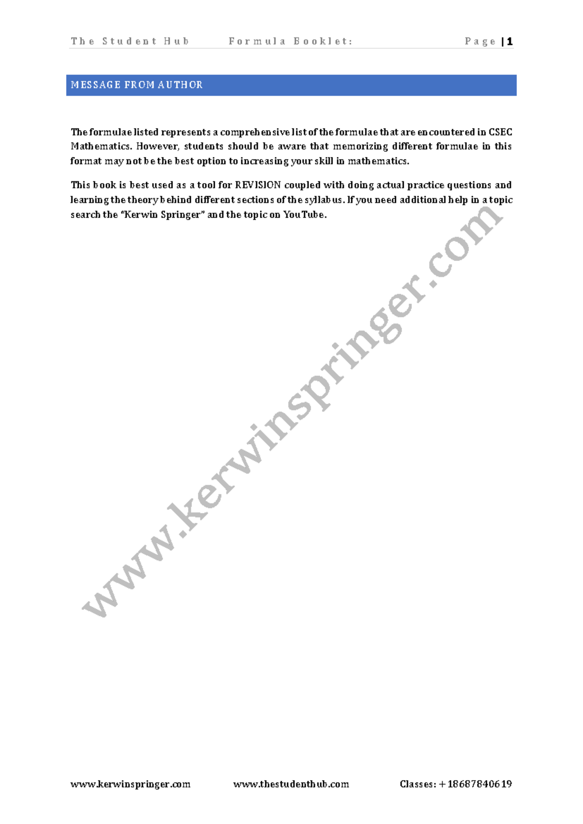 CSEC Mathematics Formula Booklet: Essential Revision Guide - Studocu