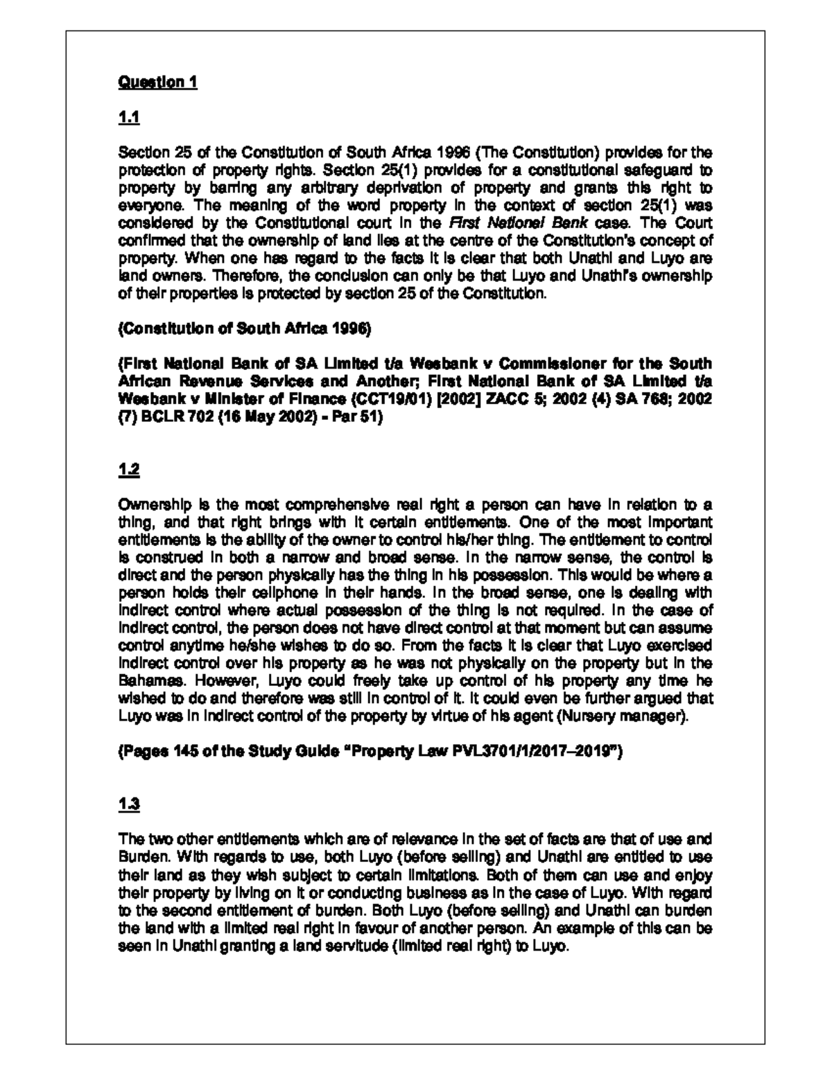 Law of Property Exam - 2024 October November final examination - - Studocu