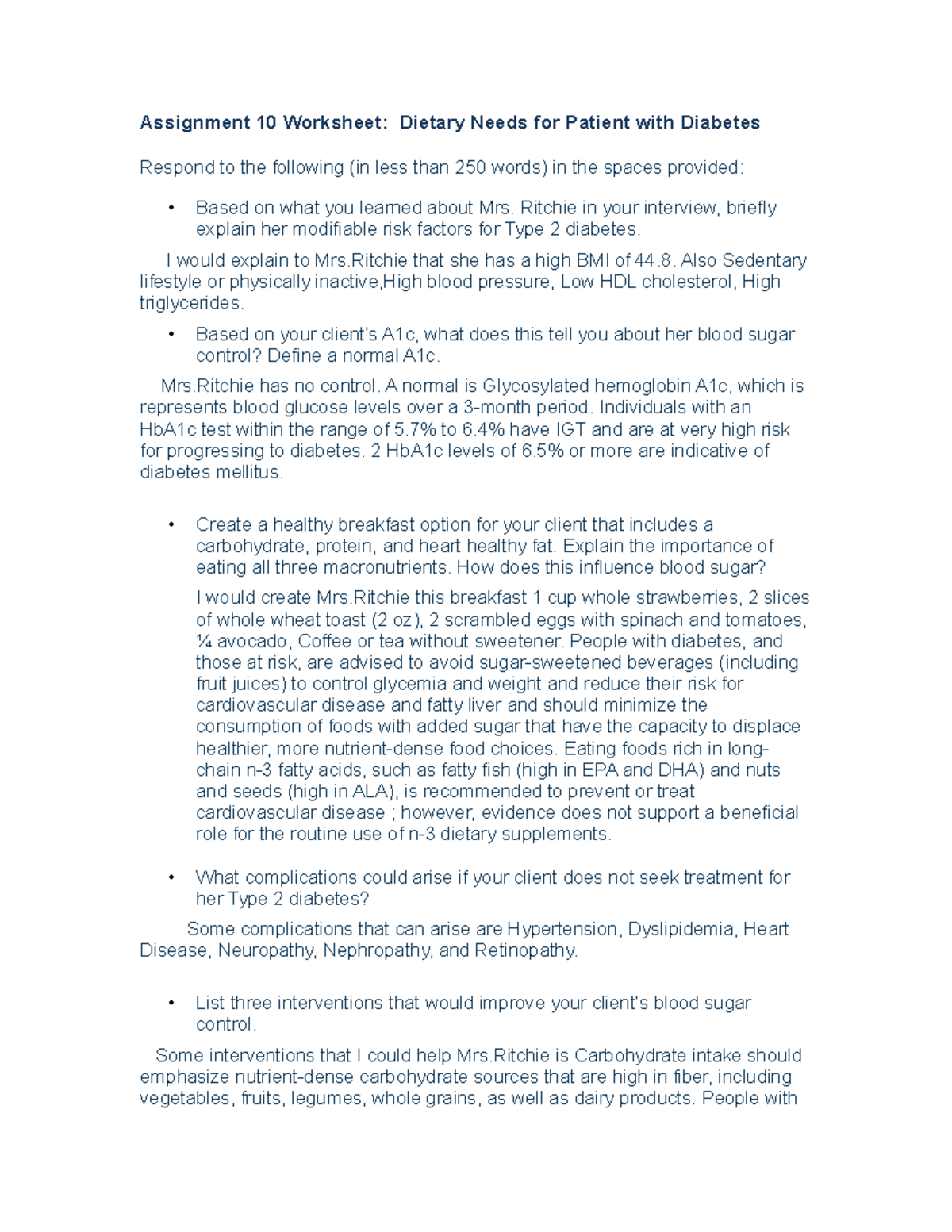 SCI115 Wk10 Assignment Worksheet - Assignment 10 Worksheet: Dietary ...